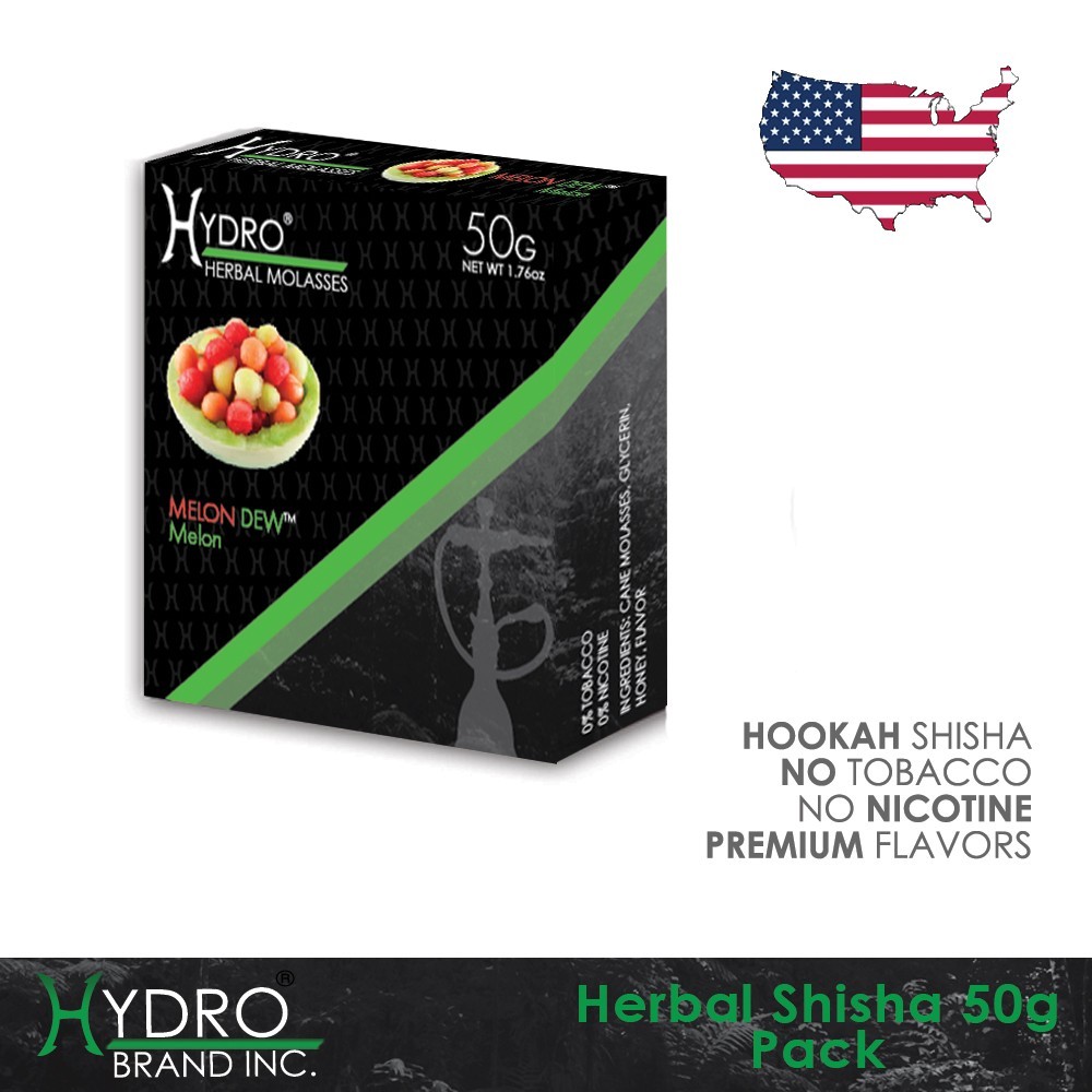 Hydro® Nicotine Melon Dew Mint Hookah Shisha Carton 10 units x 50g